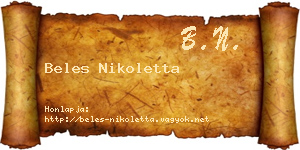 Beles Nikoletta névjegykártya